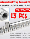 5/8-24 Car Fuel Filter, 10" Car Solvent Trap Sliver NAPA 4003 WIX 24003 Fuel Trap Solvent Filter Aluminum